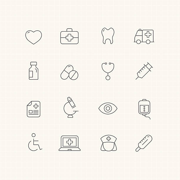 healthy and medical vector thin line symbol icon healthy and medical vector thin line symbol icon electric organ stock illustrations
