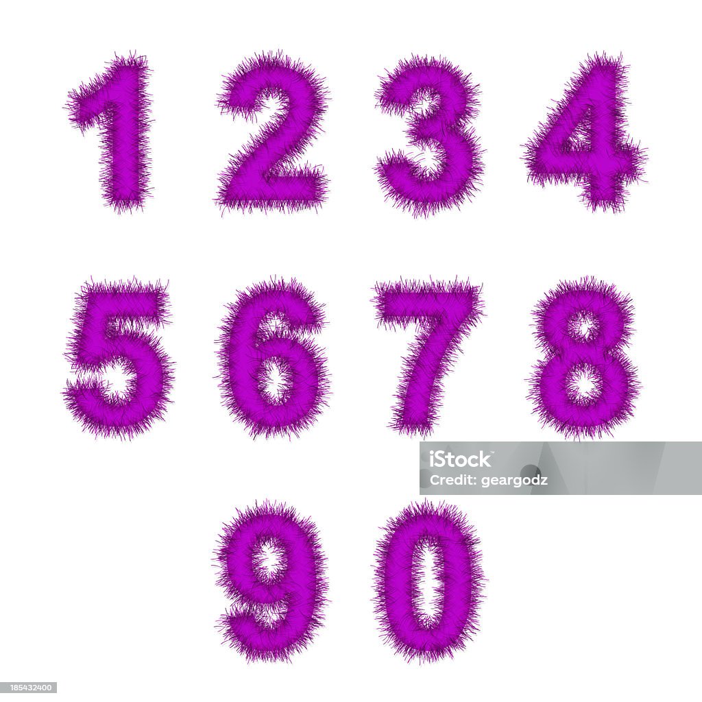 pink Lametta Ziffern auf Weiß - Lizenzfrei Alphabet Stock-Foto