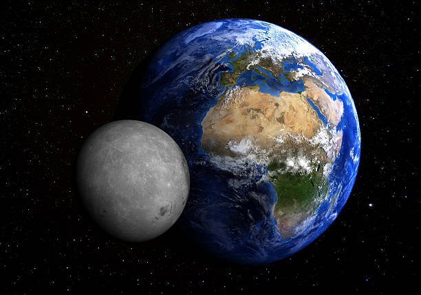 istock Earth and Moon with stars in the background. 185433066