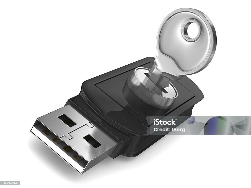 flash drive usb su sfondo bianco.  Immagine 3D isolato - Foto stock royalty-free di Accessibilità