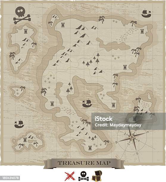 Mappa Del Tesoro - Immagini vettoriali stock e altre immagini di Carta geografica - Carta geografica, Fantasia, Vecchio