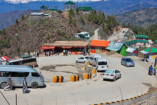 Malam Jabba, Pakistan - 02 Apr 2021: Hill Station, ski resort in Malam Jabba close Hindu Kush mountains of Himalayas, Pakistan