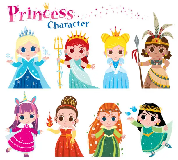 Vector illustration of princesses