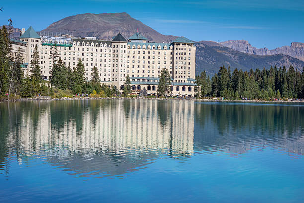 istock Chateau Lake Louise reflected in water 185434591