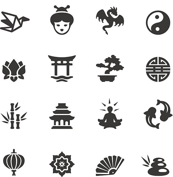 Soulico - Asian icons Soulico collection - Asian Culture icons. dragon in chinese temple stock illustrations