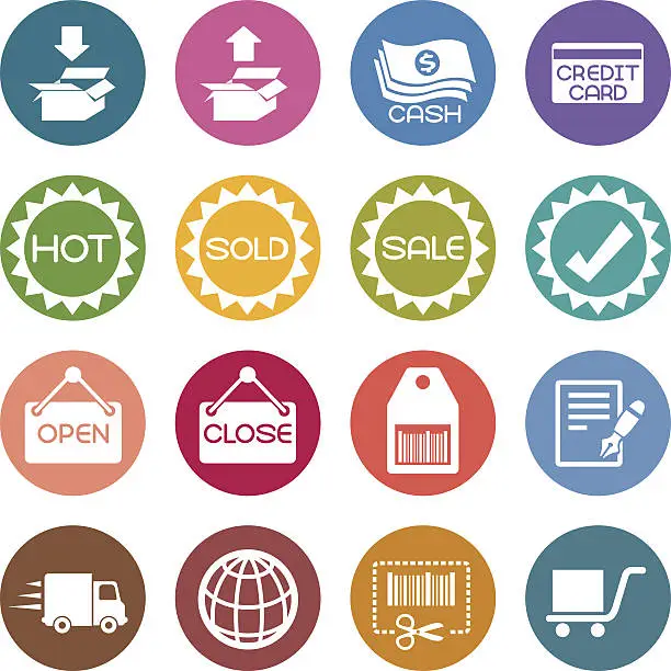 Vector illustration of Info icon: Shopping and selling