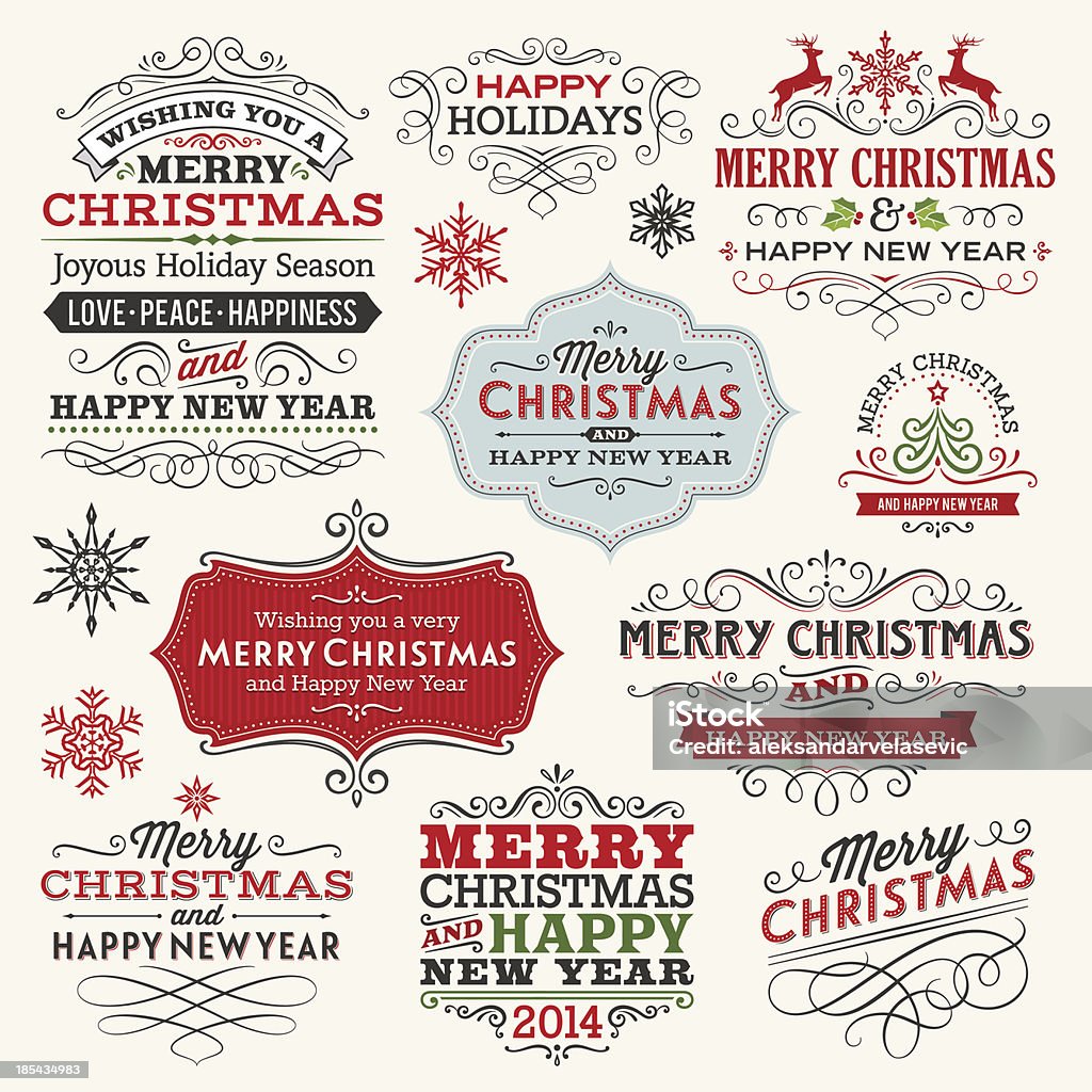Etiquetas de Navidad y bastidores - arte vectorial de Navidad libre de derechos