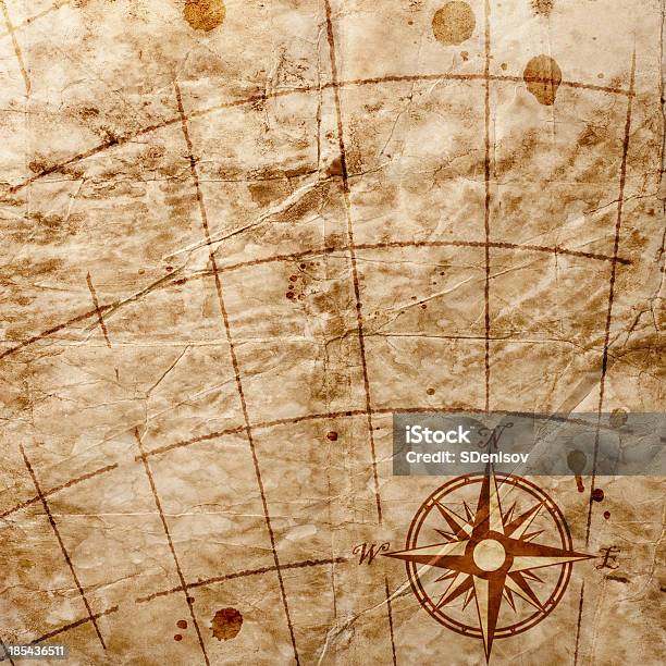 Old Map Stock Photo - Download Image Now - Compass Rose, Direction, Island