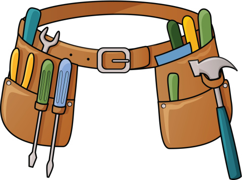 Vector illustration of tool belt with different tools for construction