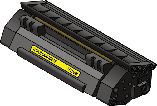 A laser printer toner cartridge - yellow.