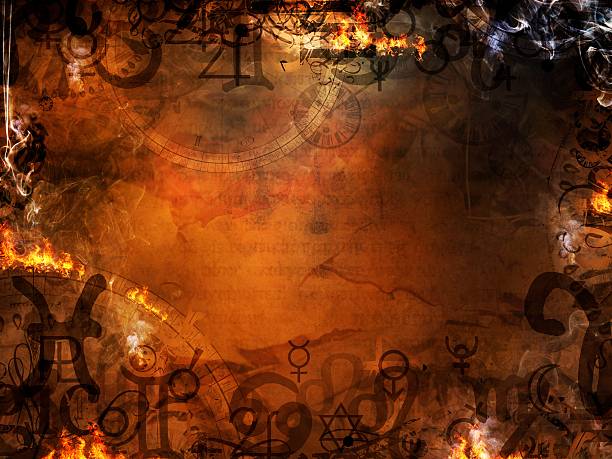 mysterious spells background mysterious astrological spells esoteric background runes stock pictures, royalty-free photos & images