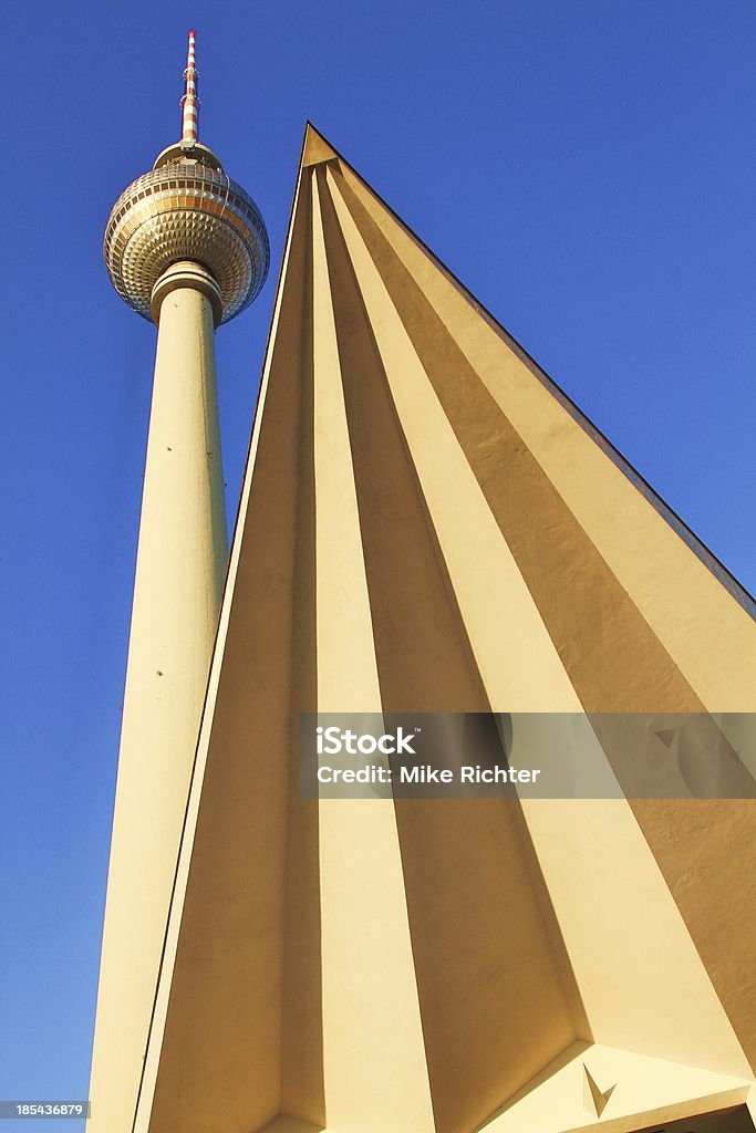Berlin Alexeanderplatz TV tower in Berlin with concrete part - still life Alexanderplatz Stock Photo