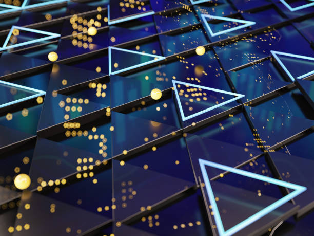 istock Abstract Futuristic Background with Neon Triangle Shapes 1854376968