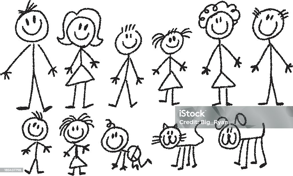 stick family simple stick figure family Stick Figure stock vector