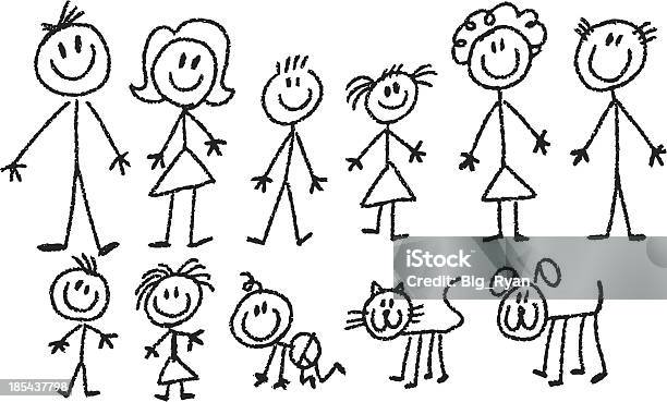 Stick Family Stock Illustration - Download Image Now - Stick Figure, Family, Mother
