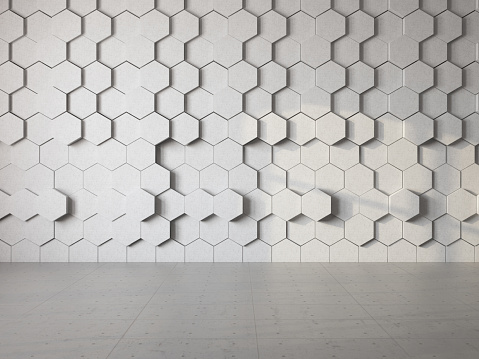 White Hexagonal Wall Design. 3D Render