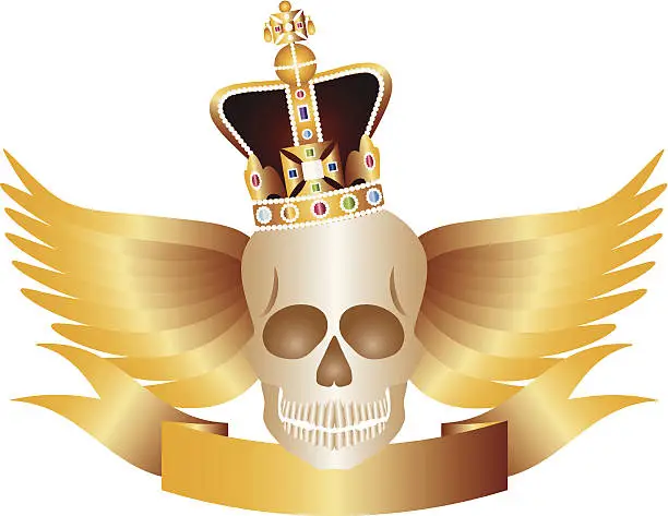 Vector illustration of Skull with Crown and WIngs Vector Illustration
