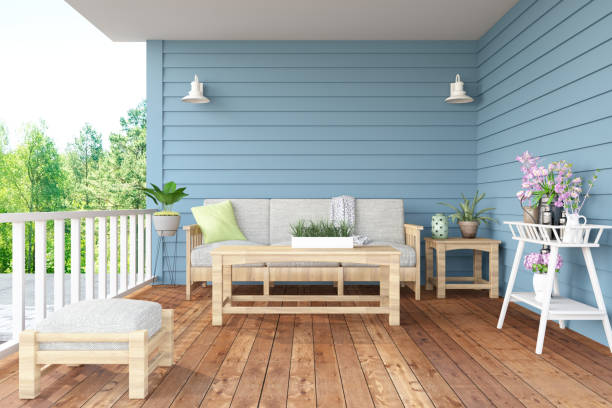 istock Cozy Terrace with Bamboo Furniture 1854383939