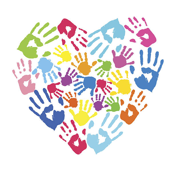 istock Heart of the color handprints 185438481