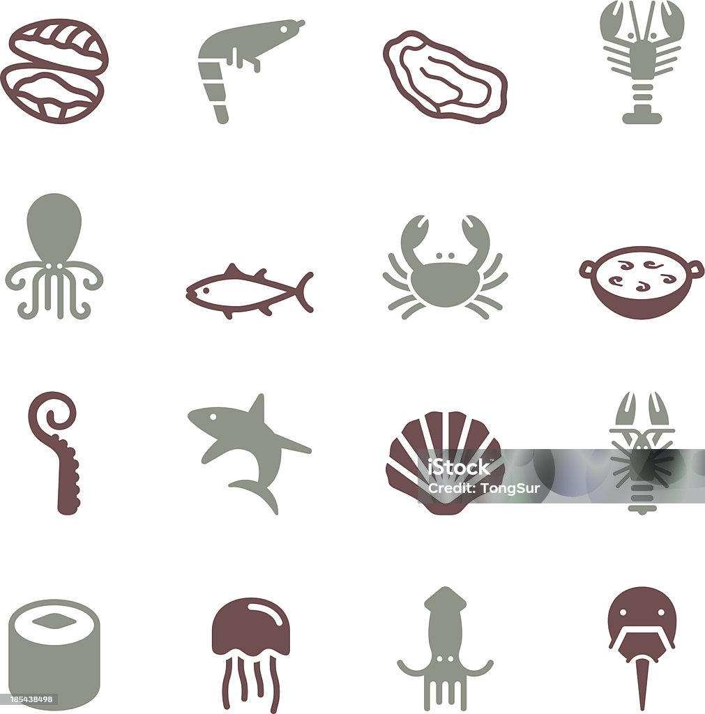 Seafood Icons - Color Series Vector file of Seafood Icons - Color Series related vector icons for your design or application.Raw style. Files included: vector EPS, JPG. See more in this series. Lobster - Seafood stock vector