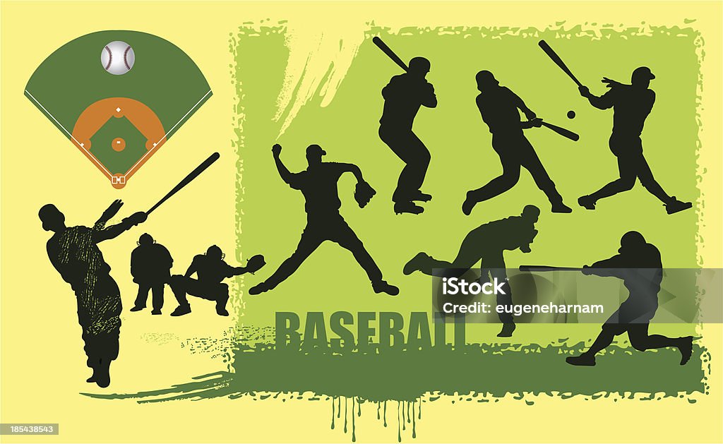 Y siluetas de béisbol - arte vectorial de Béisbol libre de derechos