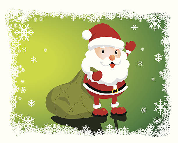 Lovely Santa Claus with a big bag vector art illustration
