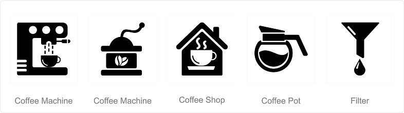 These are beautiful handcrafted pixel perfect Black Filled Coffee icons