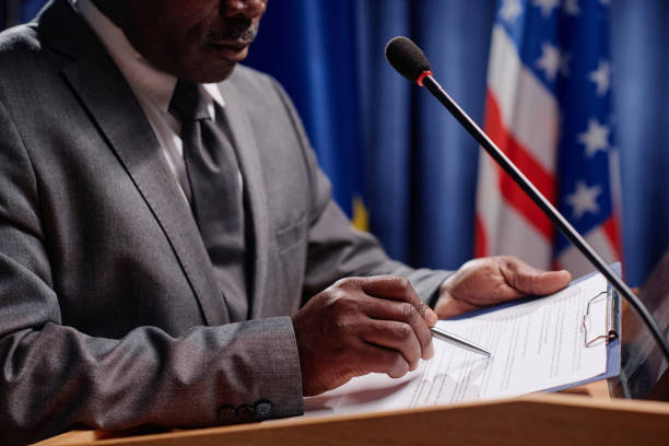 istock Politics reading report at conference 1854400887