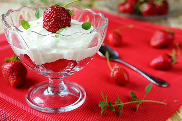 istock Strawberry dessert with cream 185441779