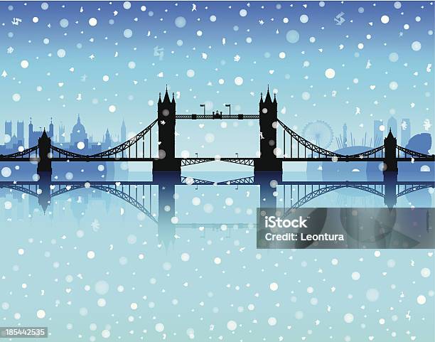 Лондон Снег — стоковая векторная графика и другие изображения на тему Рождество - Рождество, Лондон - Англия, Мост