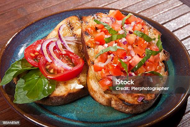 Italian Bruschetta Stock Photo - Download Image Now - Antipasto, Appetizer, Basil