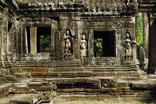 Ancient reliefs  in Angkor Wat complex near Siem Reap, Cambodia