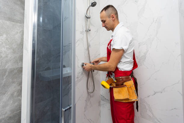 istock Professional handyman working in shower booth indoors 1854485697
