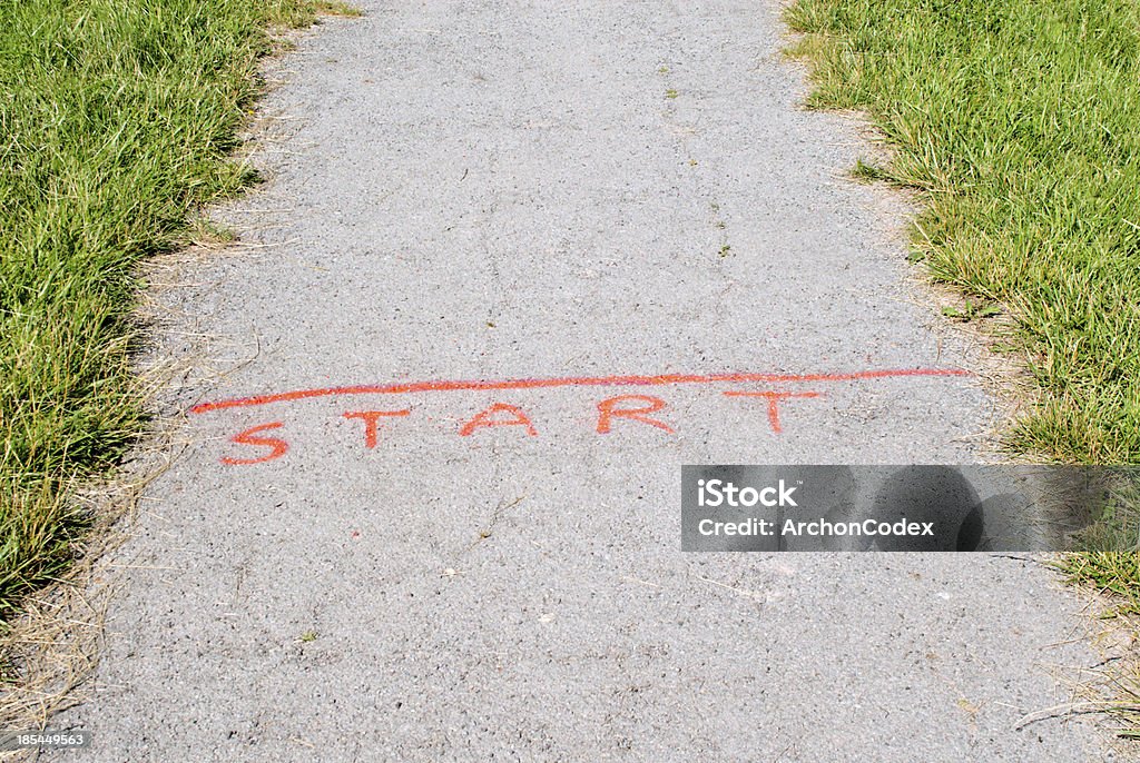 Start Line Project Orange Start Line On Narrow Pavement Next To Grass Stock Photo ...