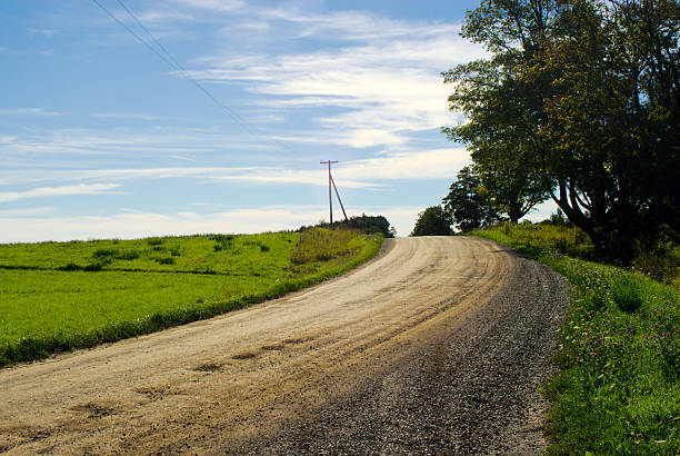 istock Dirt road in countryside on blue sky 185450215