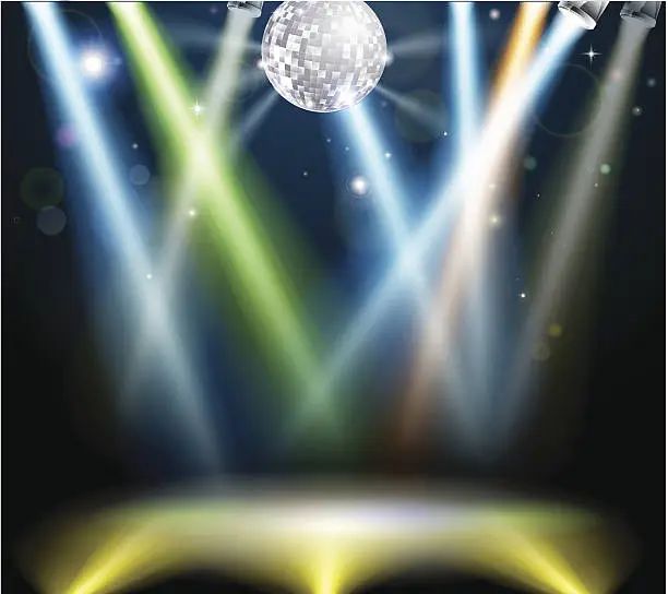 Vector illustration of Disco ball dance floor