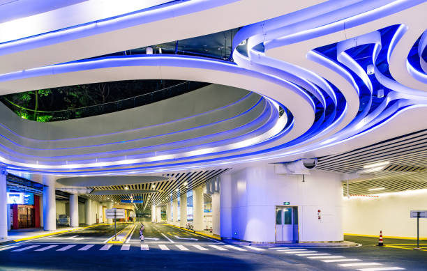 futuristic underground car park