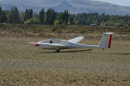 glider on land aerodrome ready to take off