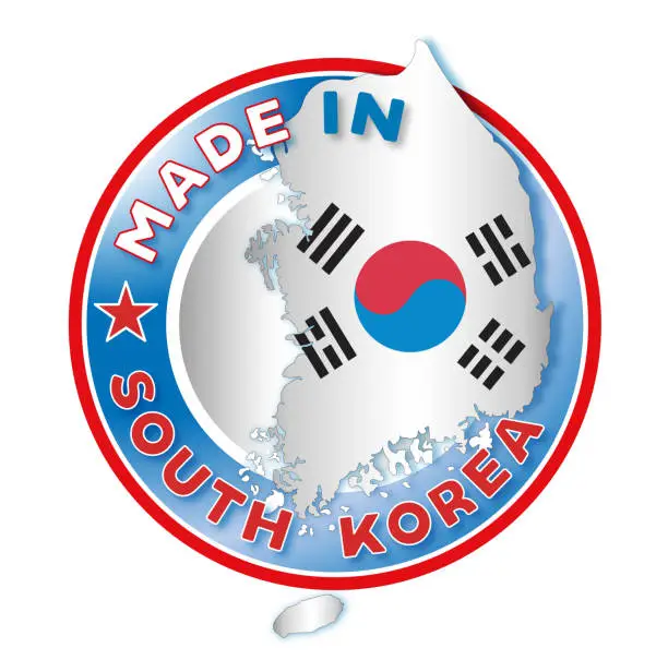 Vector illustration of Circle badge logo Made in South Korea illustration illustration