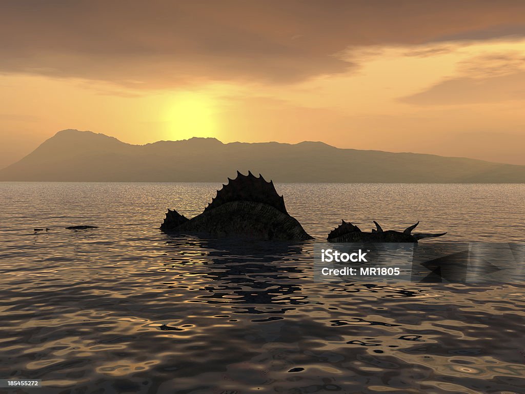 The Loch Ness Monster Computer generated 3D illustration with a Fantasy Creature at sunset Loch Ness Monster Stock Photo