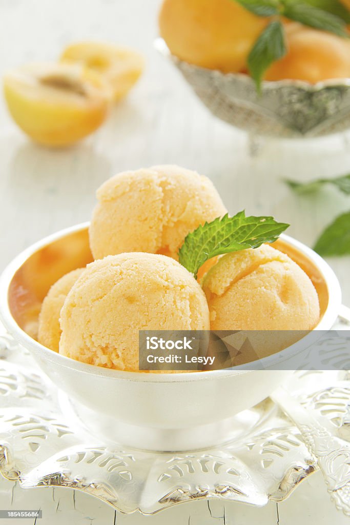 Homemade apricot ice cream. Apricot Stock Photo
