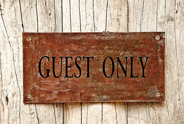 istock The Drilled text of guest only on iron sheet background 185456460
