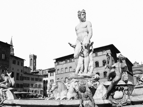 View of the town square and sculpture. Florence. Italy.