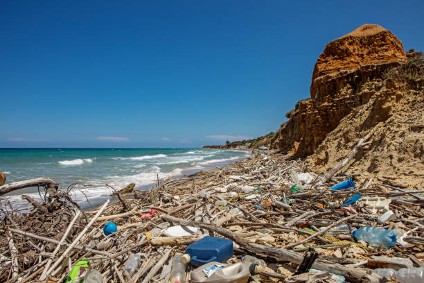 An Italian beach full of plastic pollution
