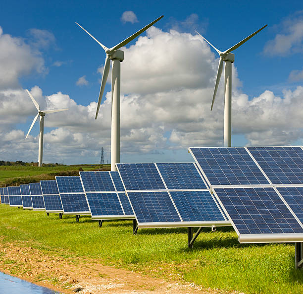 istock Wind turbines and solar panels. 185459339