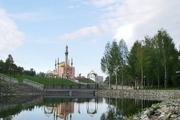 istock Landscaped area near a mosque Almetyevsk 185459428