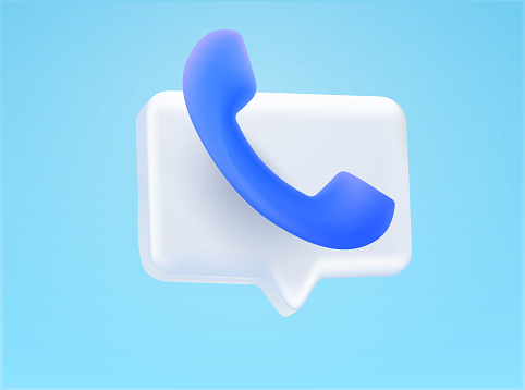 3d rendered call, phone icon on chatbox, isolated on background. 3d call and message symbol. Communication application, hotline and support center. Vector illustration