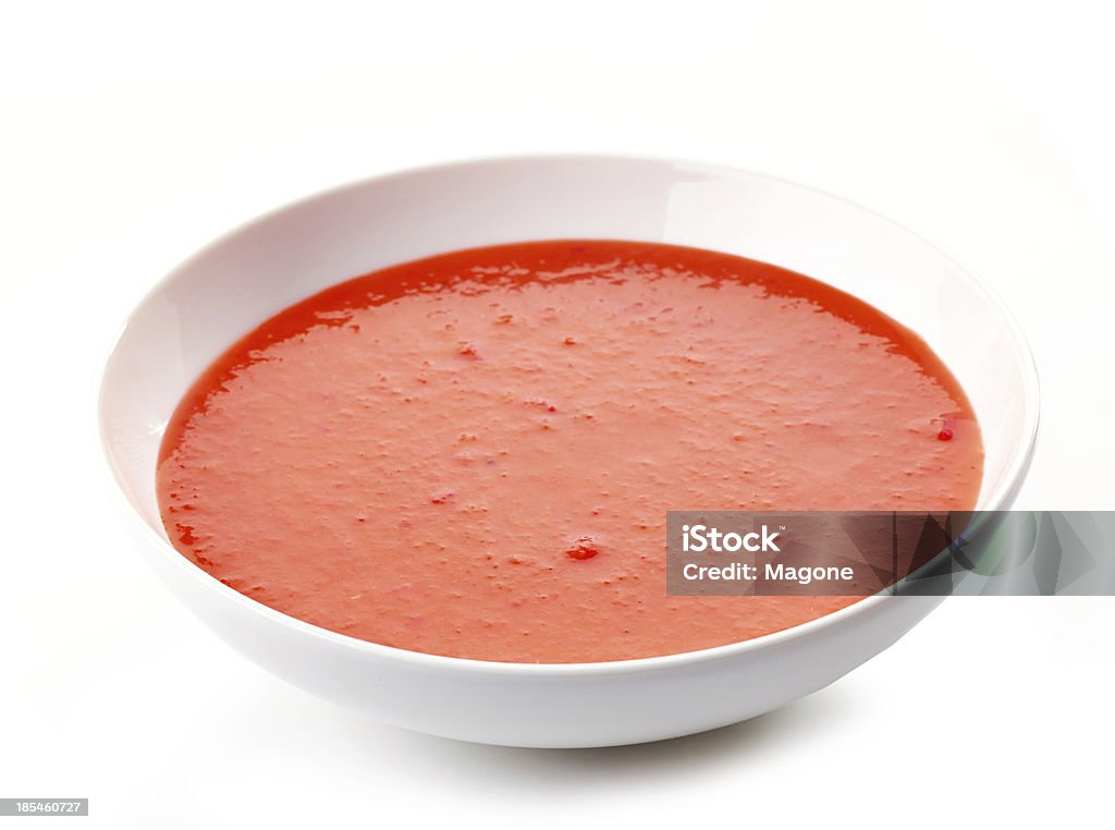 Bol de soupe de fraise - Photo de Coulis de fraise libre de droits