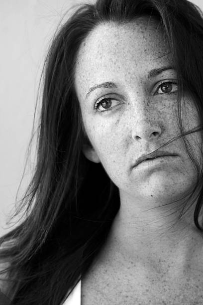 istock Beautiful freckled brunette model 185460830