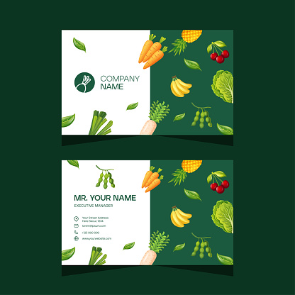 Concept business card design template for vegetable and fruit business